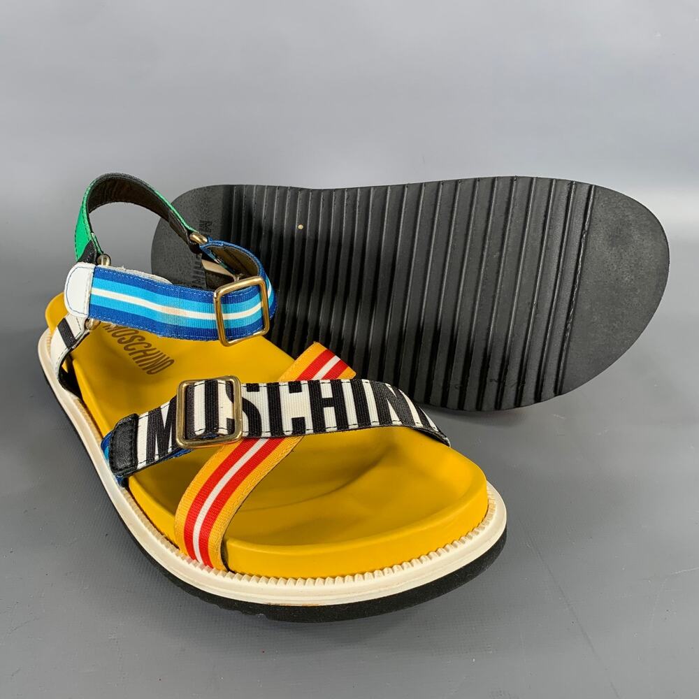 MOSCHINO Size 12 Multi-Color Geometric Sandals - Picture 5 of 10